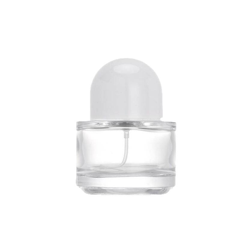 Glass Perfume Decanter: Cylindrical Bottle with 15mm Opening & Spray Cap, Empty