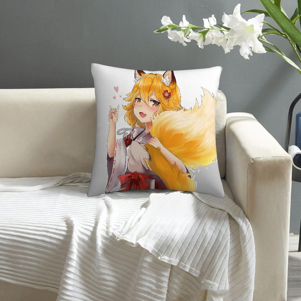 Helpful Fox S-Senko-san Pillow Case Sofa Decorative Home Double-sided Print Plush Square Throw Pillow Covers Cushion Decor Cover