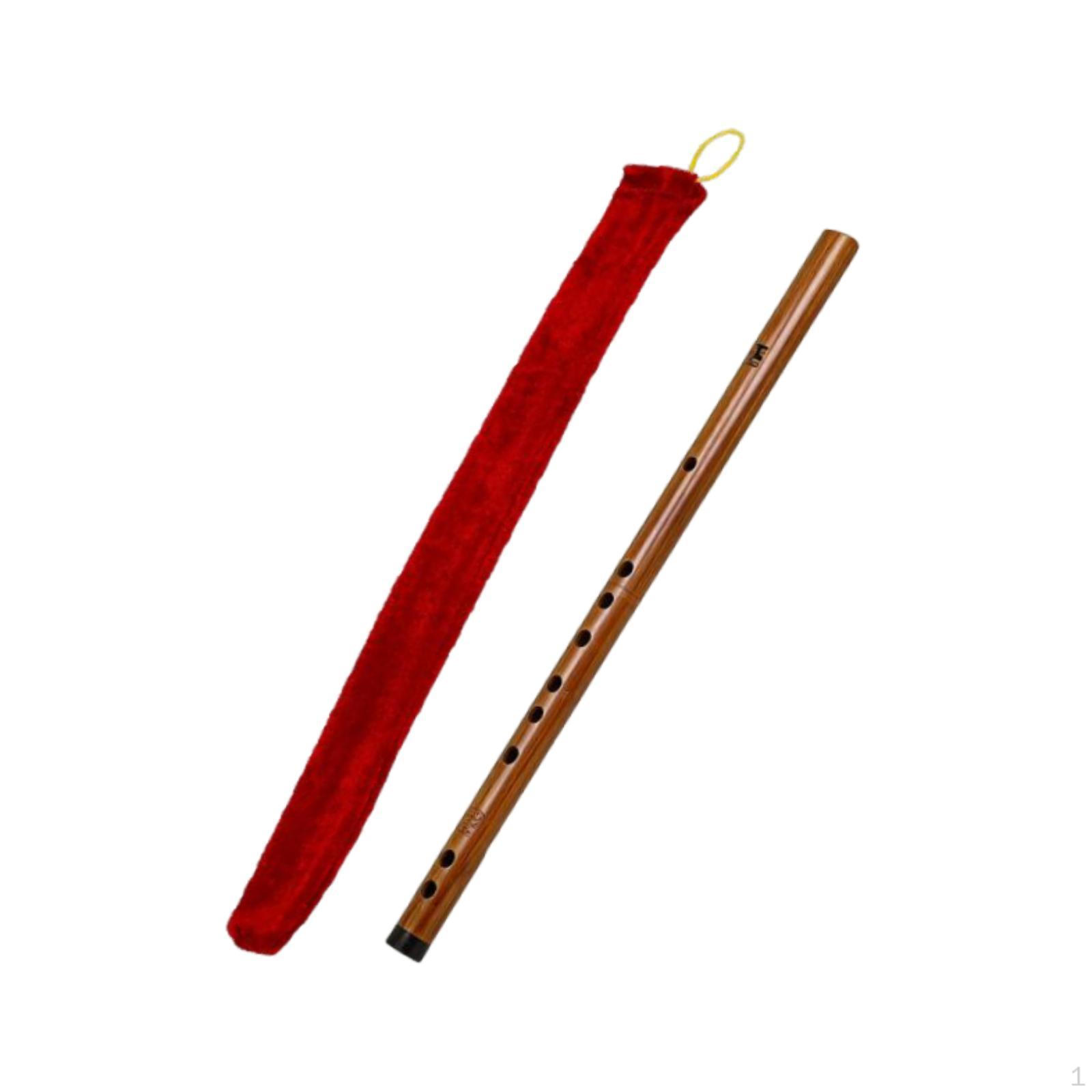 

Bamboo Flute Chinese Instrument Easy to Learn Portable Beginners Musical with Velvet Bag Key of G