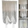 White Lace Voile Curtains with Florals Embroidery Pulling Curtain for Bedroom and Living Room 150cm