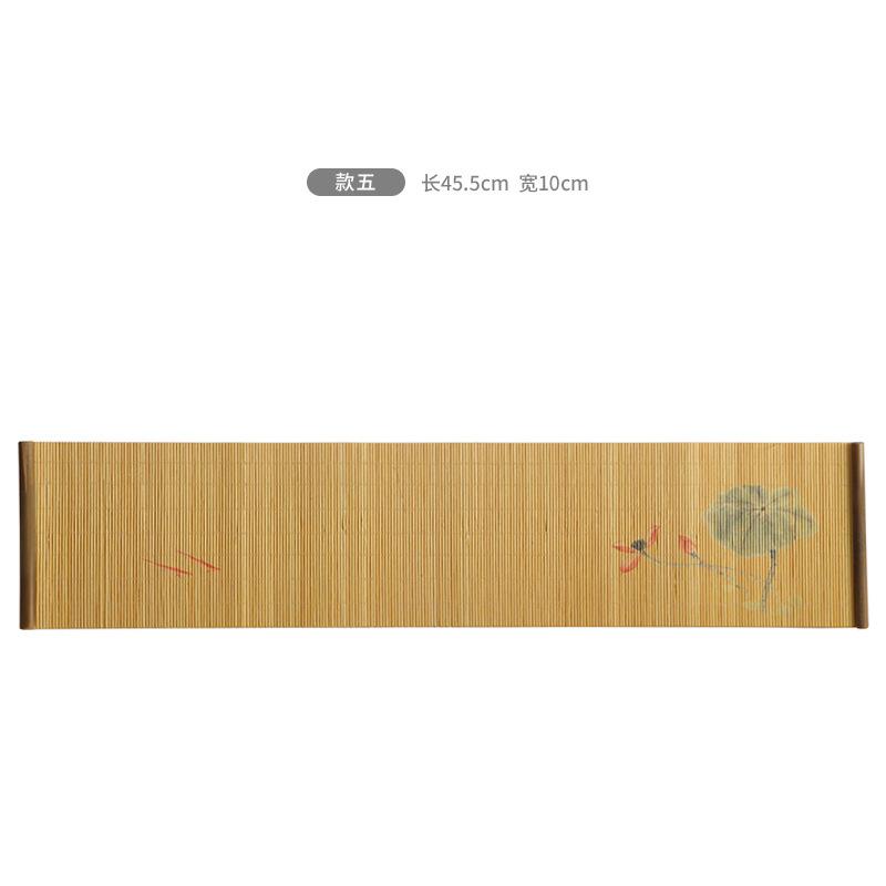 Waterproof Small Size Bamboo Weaving Tea Mat Heat Insulation Cup Mat Zen Style Print Tea Ceremony Accessories Chinese Style
