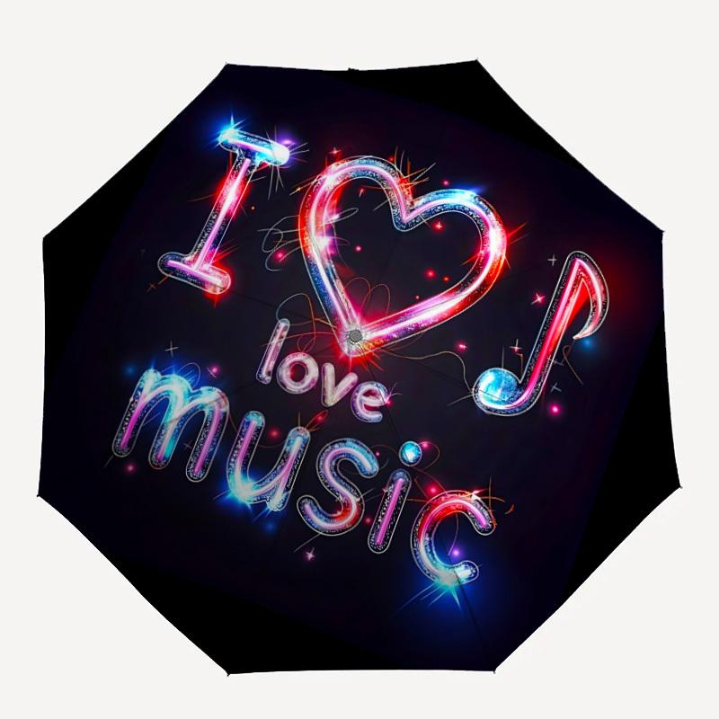 

1pc Music Love Folding Umbrella, Durable, Suitable for Outdoor Activities or Rain, Suitable for Commuting yy251027054