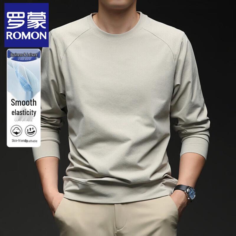 ROMON Men s Fleece-Lined Round Neck Long Sleeve Sweatshirt M