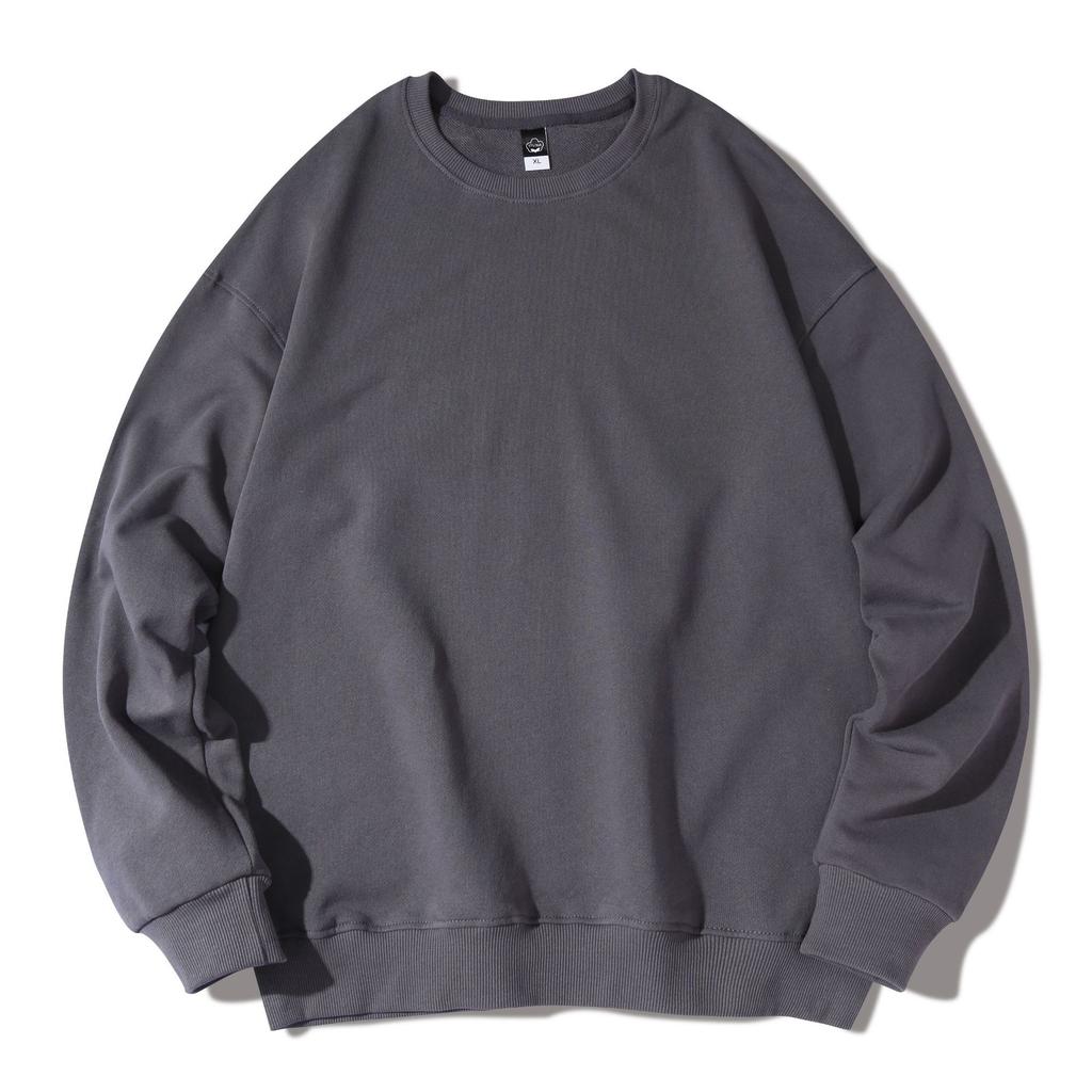 Herren Einfarbig Rundhals Baumwoll-Sweatshirt Jugend Lockerer Pullover Langarm-Oberteil