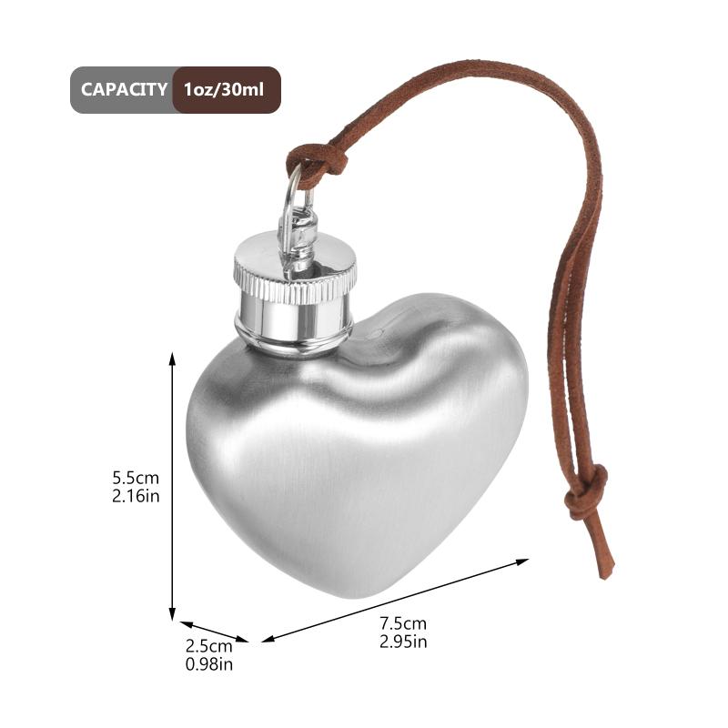 Silver Outdoor Hip Flasks Portable Wine Pot Small Hip Flask Heart Shaped Flask Stainless Steel Wine Flask Water Bottle