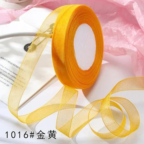 15mm 50yards/roll organza ribbons gift wedding Party Christmas decoration wrapping lace Handmade DIY Fabric White chiffon Ribbon