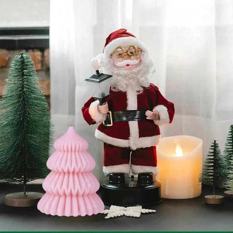 1-20PCS Christmas Tree Silicone Candle Mold Diy Plaster Aromatherapy Candle Mold Handmade Soap Mold Christmas Decoration