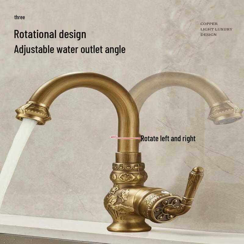 TLXT Vintage Brass Basin Faucet