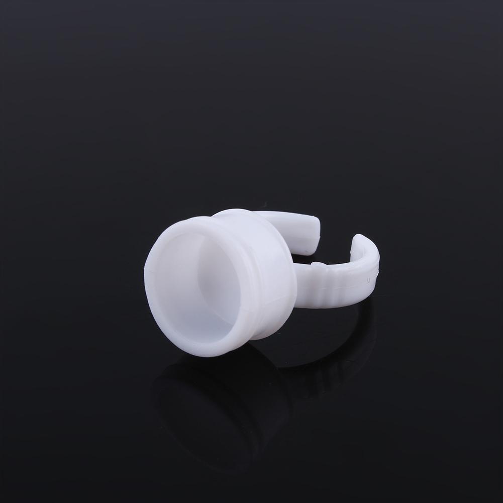 100pcs Disposable Glue Ring Pallet Holder for Eyelash Extension White Plastic Glue Pallet Tatt