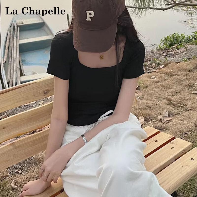 La Chapelle Women's Square Neck Short Sleeve T-shirt