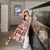 Holiday Style Splicing Printing Suspender Dress Women's Summer New Design Sense Niche Loose and Thin Long Dress