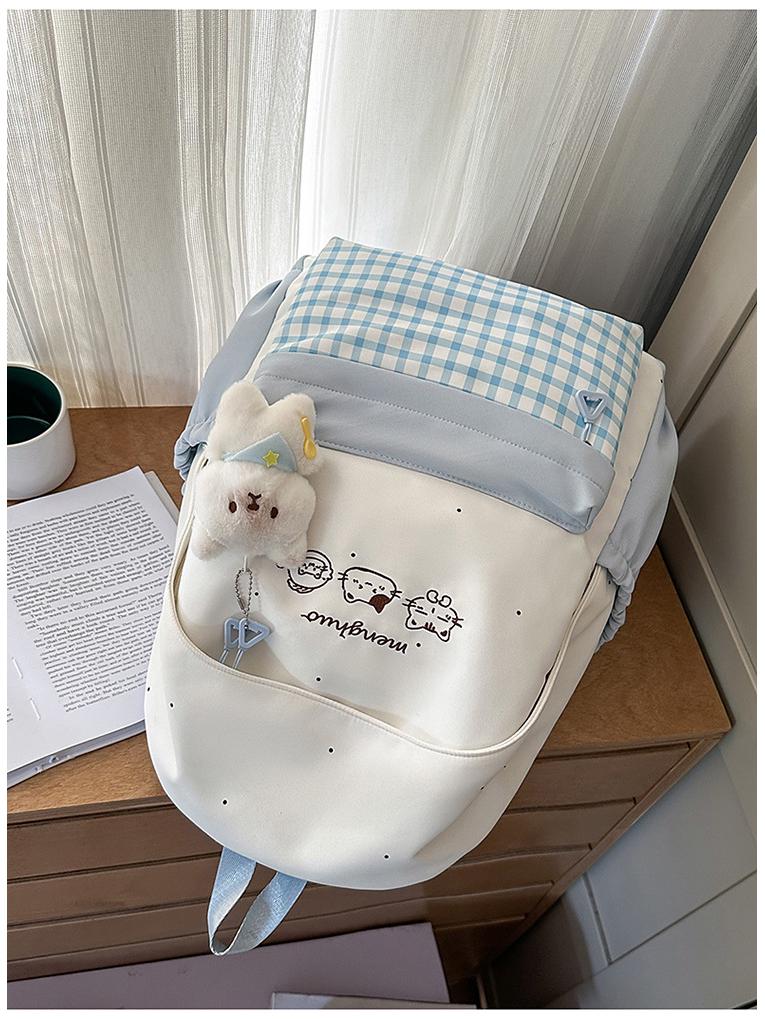 New Color Block Backpack for High School & College Women - Campus, Mori Style