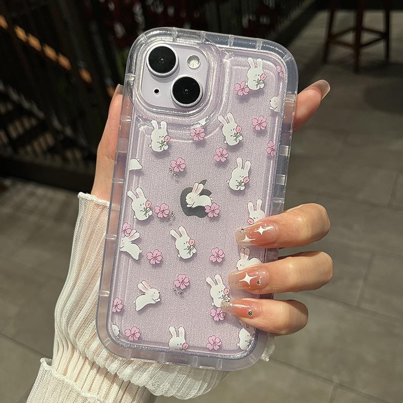 Ins Cute Cartoon Rabbit Transparent Phone Case For Iphone 14 Pro Max 13 12 11 Pro Max 14plus Soft Shockproof Clear Cover Coque