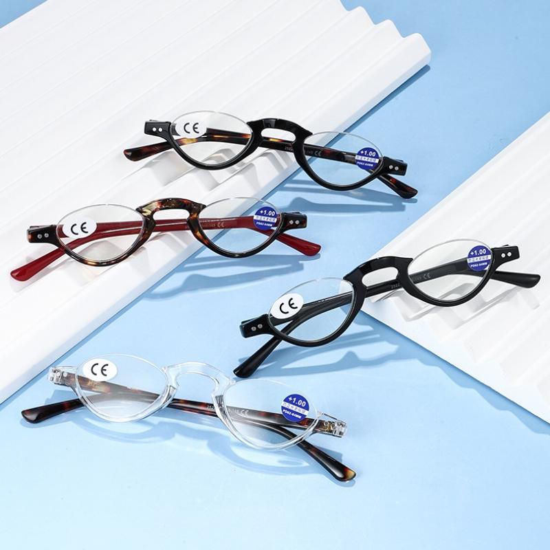 Neutral Fashion Half Frame Presbyopia Glasses Men And Women Retro Anti-Blue Light Reading Glasses Hd Far-Sighted Glasses +4.0