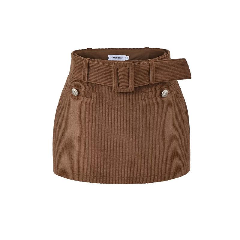 

Korean Retro Corduroy Short Skirt - Women s Spring Style, Anti-Exposure, Niche Temperament Medium кавовий