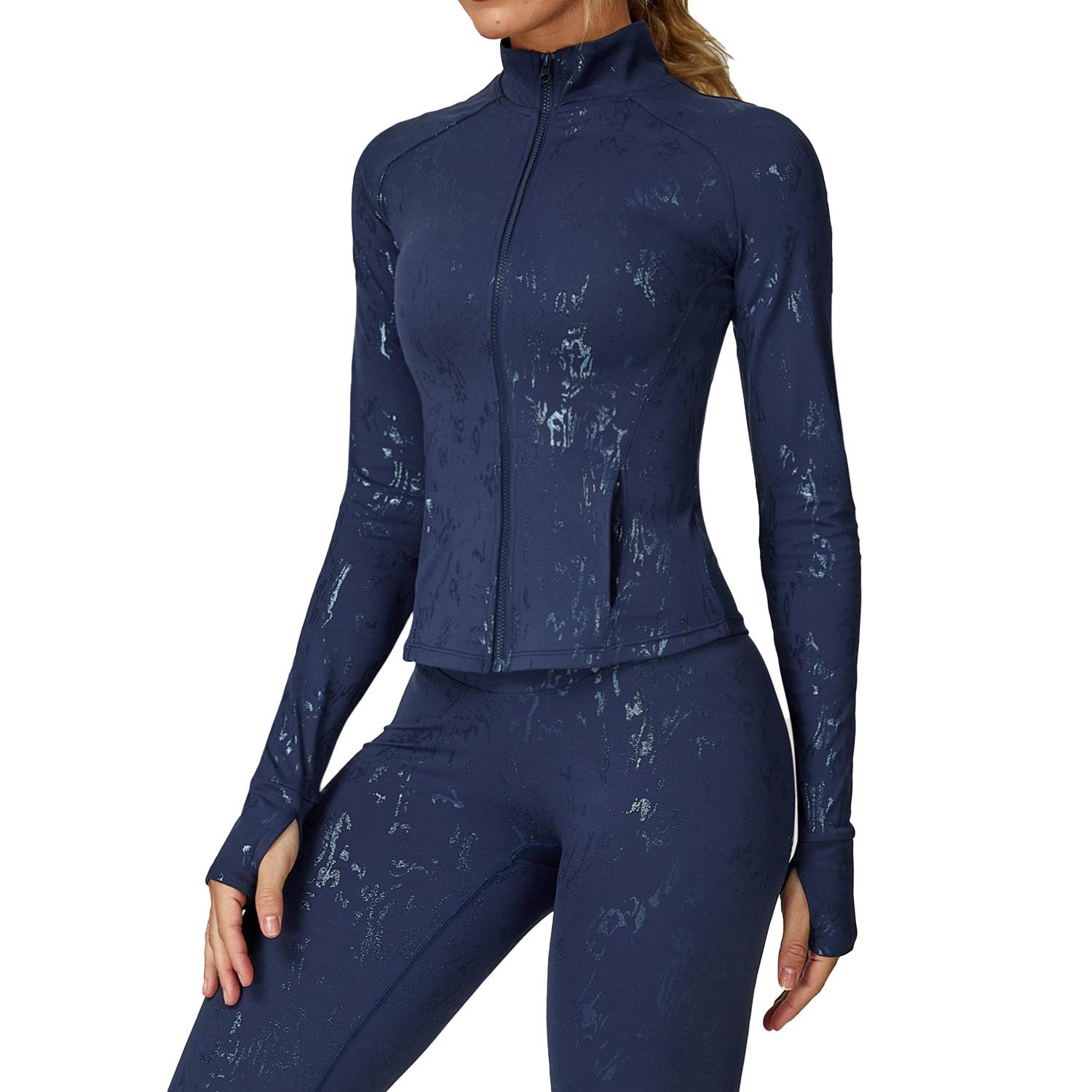 

Hot stamping quick drying tight running sports top, breathable and nude training, fitness yoga jacket for women XL