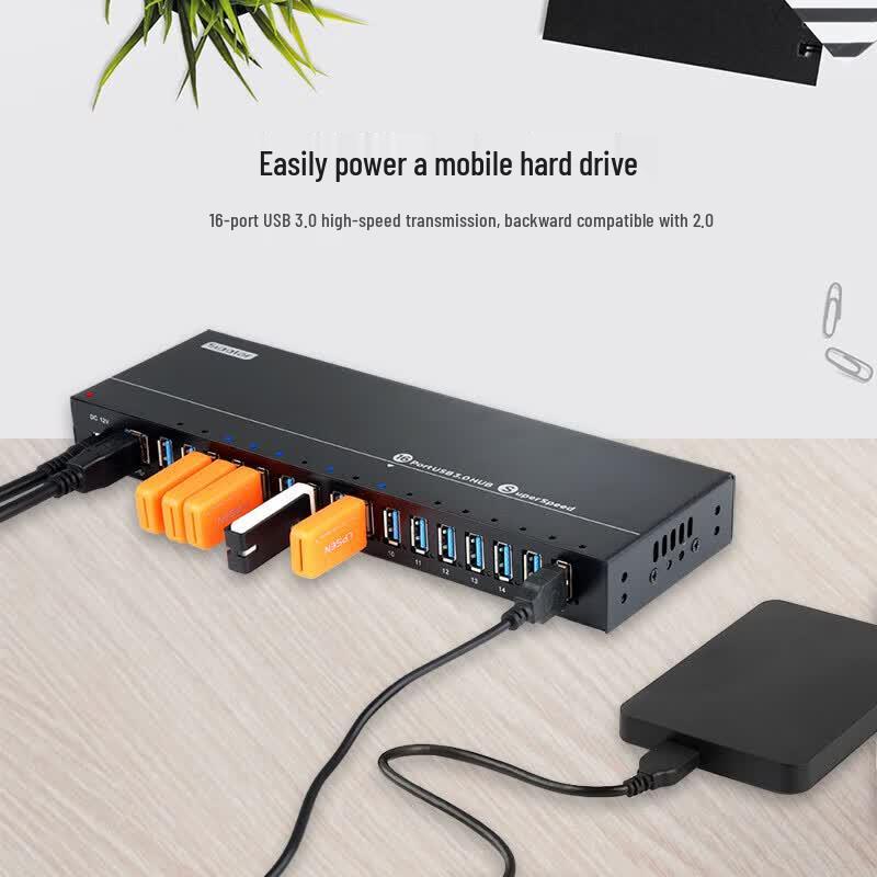 Xiplai 16-Port Industrial USB 3.0 Powered Hub