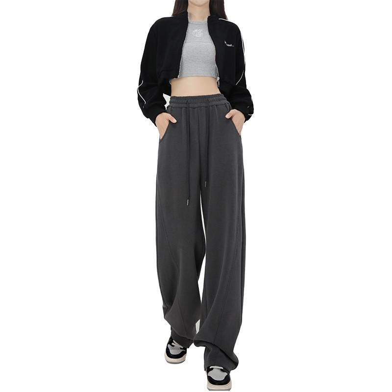 Womens High-Waisted Wide Leg Jogger Pants Loose Fit Comfortable Cotton Blend Winter Casual Trousers