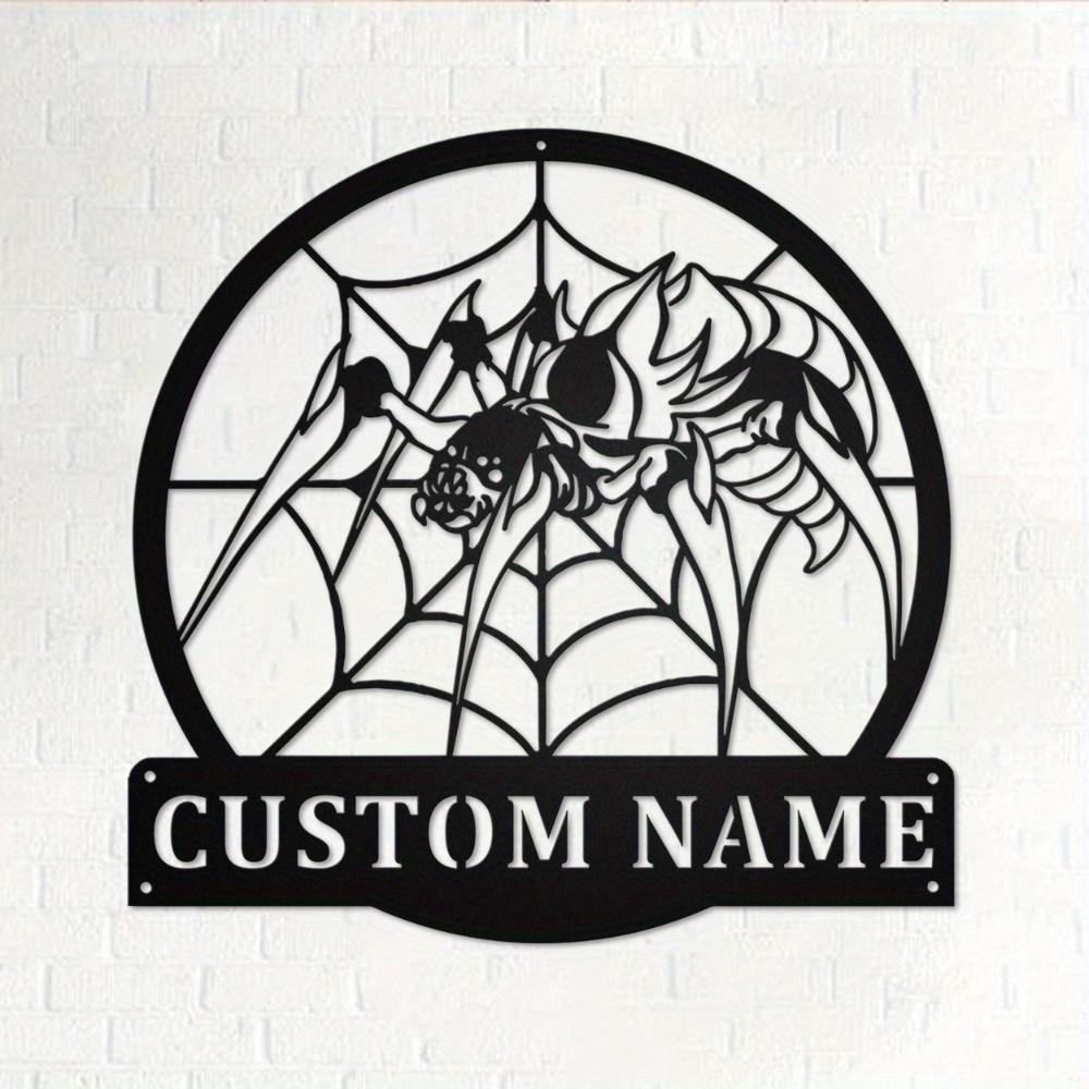 Customizable Spider Metal Wall Art Surname Personalized Durable Indoor Outdoor Kitchen Decor