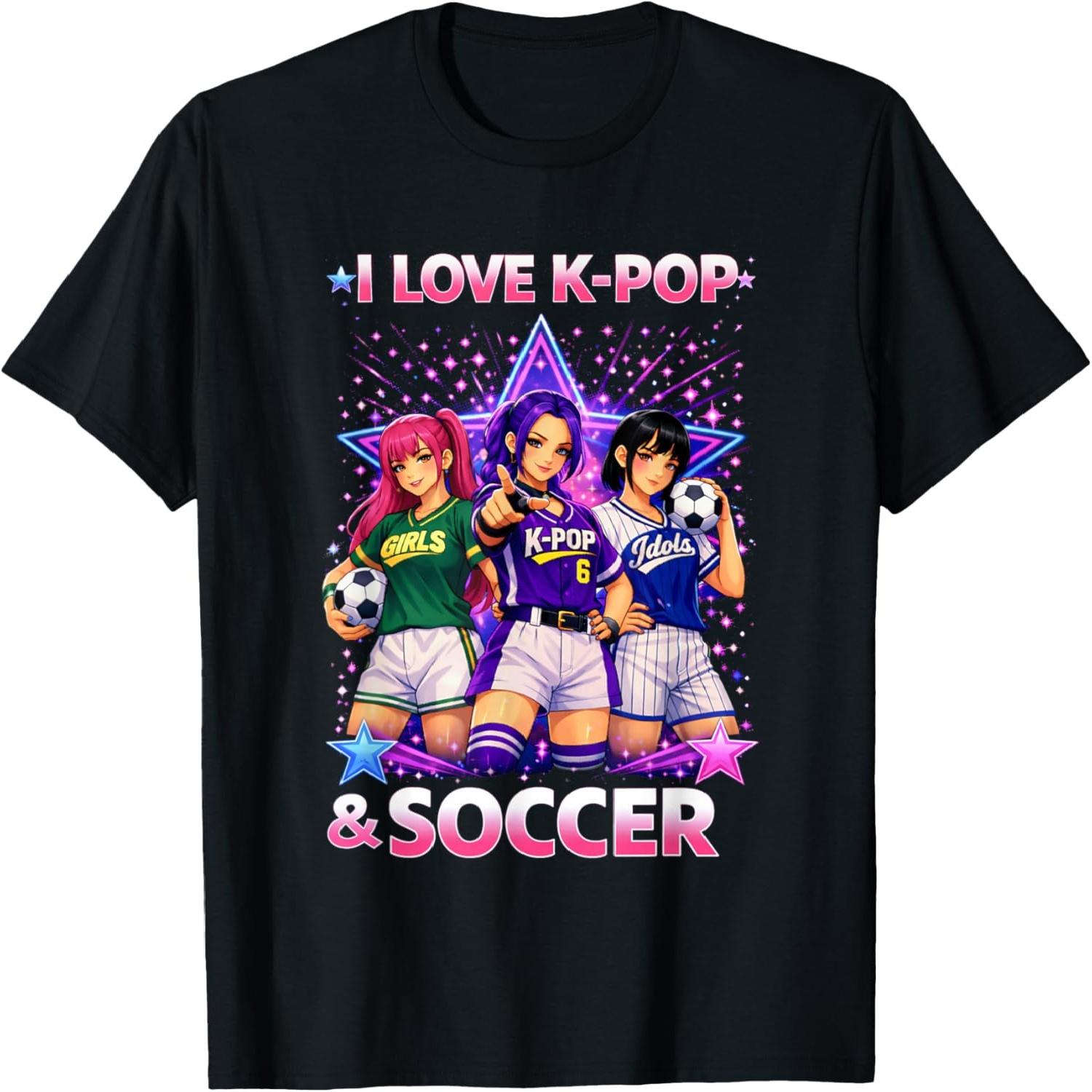 I Love K-Pop and Soccer Girls Women T-Shirt S