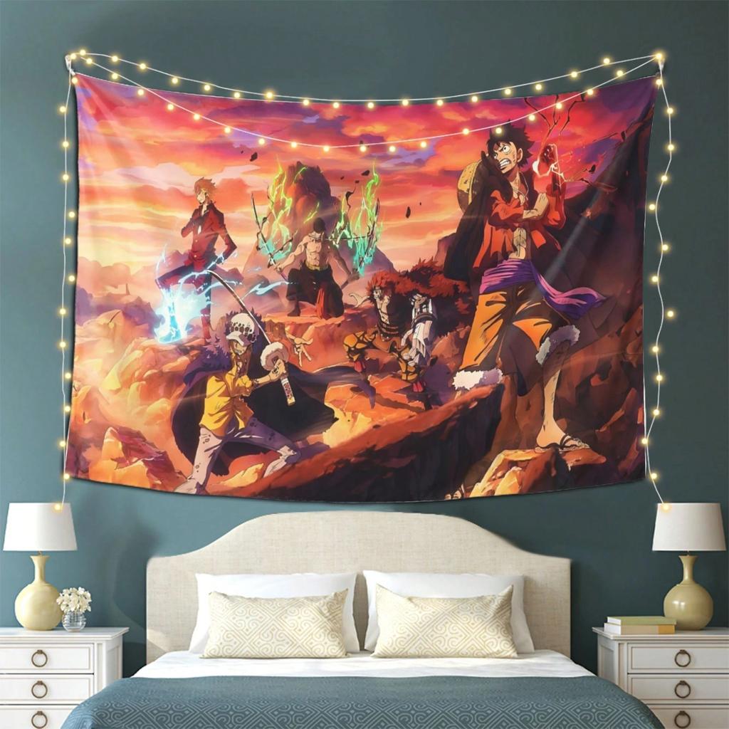 One Piece Intense Battle Tapestry Vibrant Anime Design,Perfect For Living Room Bedroom Office Decor Party Wall Hanging Tapestry