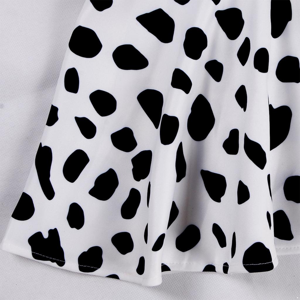 Toddler Girls Dalmatian Print Dress Ruffle Sleeve Movie Character Cosplay Costume for Role Play Party