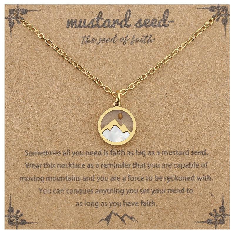 Mustard Seed Faith Pendant Necklace, Gold-Tone Stainless Steel, Silver Chain Christian Religious Jewelry Gift