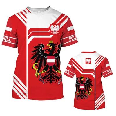 T-Shirt avec emblème d'aigle blanc polonais Polska, maillot de Football personnalisé, drapeau de la nation polonaise en 3D, T-Shirt graphique pour