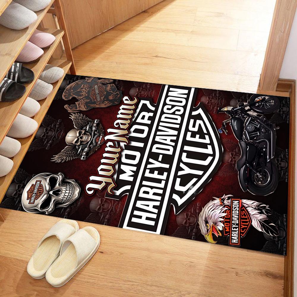 Harley-davidson Motorcycles Personalized Text Area Rug Perfect for Kitchen Dormitory Playrooms Hallway Anti-slip Rug Decorate Offices