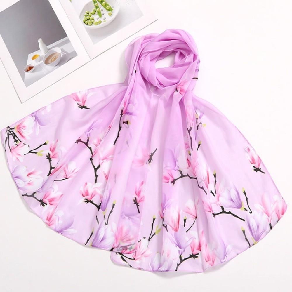 Soft Floral Printed Hijab Thin Beach Shawl Fashion Chiffon Scarf