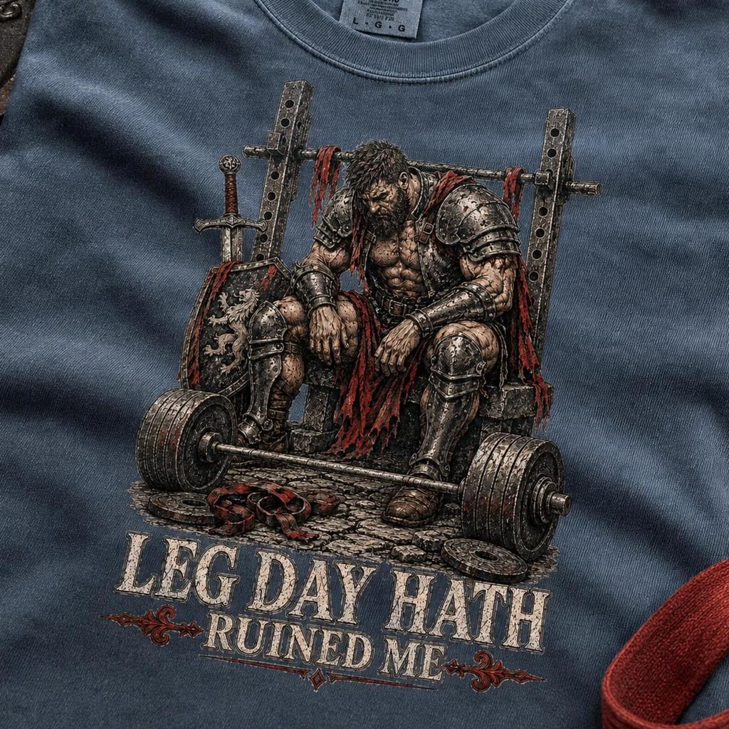 Medieval Knight Leg Day Shirt, Powerlifting Gym Humor Tee (Comfort Colors)