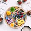 Ramadan Moon Star Serving Tray - Eid Cupcake Candy Plates Mubarak Religious Painting for Family Party Wooden Decorations