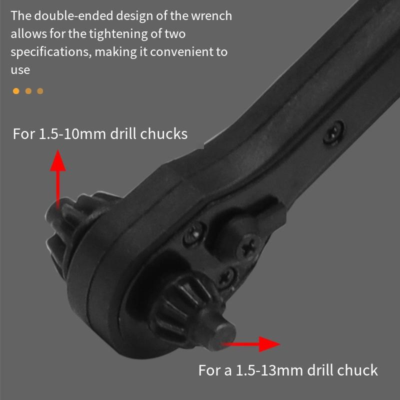 1PC 2-in-1 Drill Chuck Key Wrench, Black Fast Ratchet Wrench, Two-end Dual-purpose Wrench, Hardened