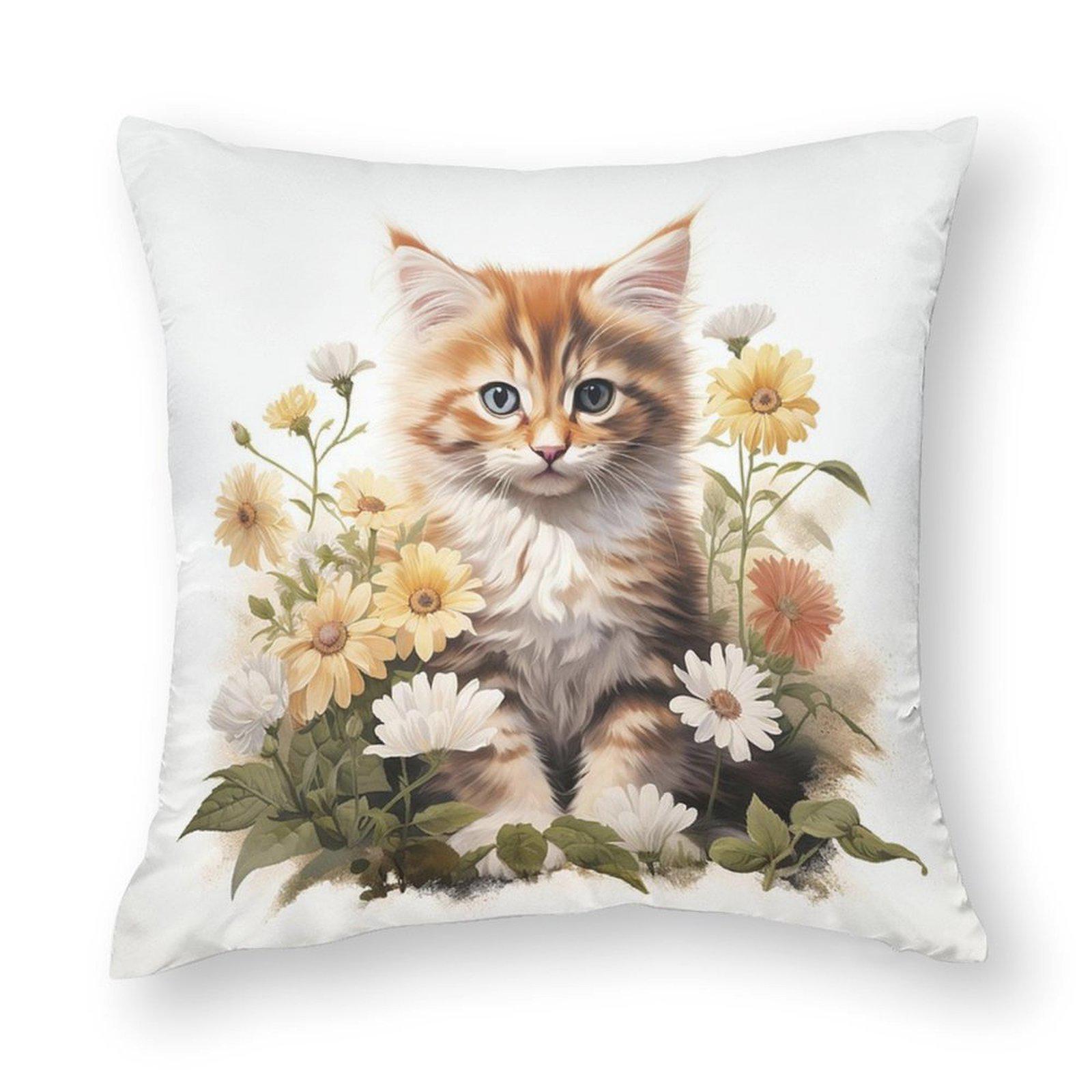 Милая Мультяшная Наволочка с Котиком - Мягкая и Уютная Наволочка для Подушки на Диван 12x12in 850₽