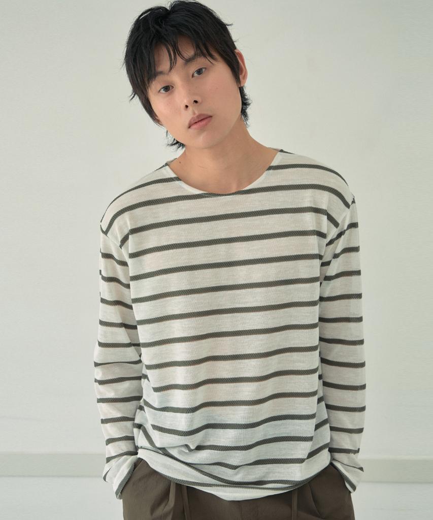 Wednesday Oasis Bondi Stripe Long Sleeve T-Shirt_Ivory(Wb6Tp24)