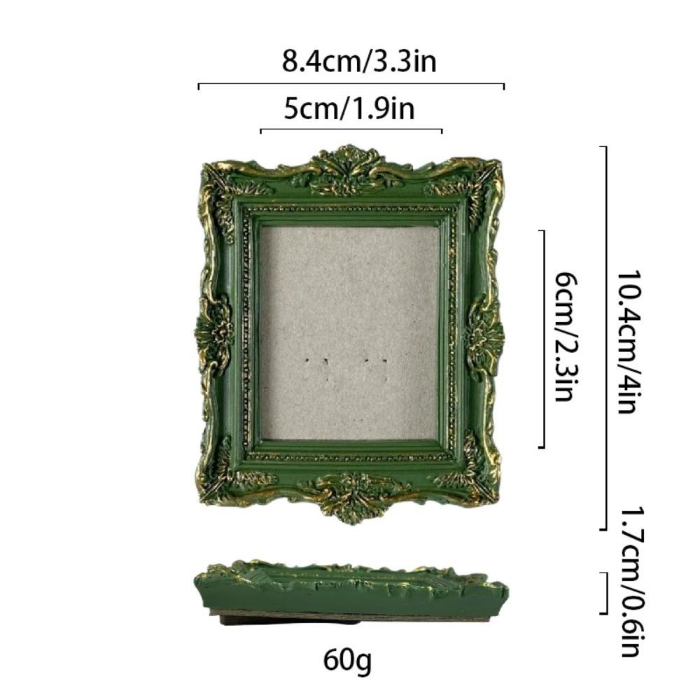 Green Picture Frame Ornaments Resin Photo Display Holders Baroco Style Photo Frame Living Room
