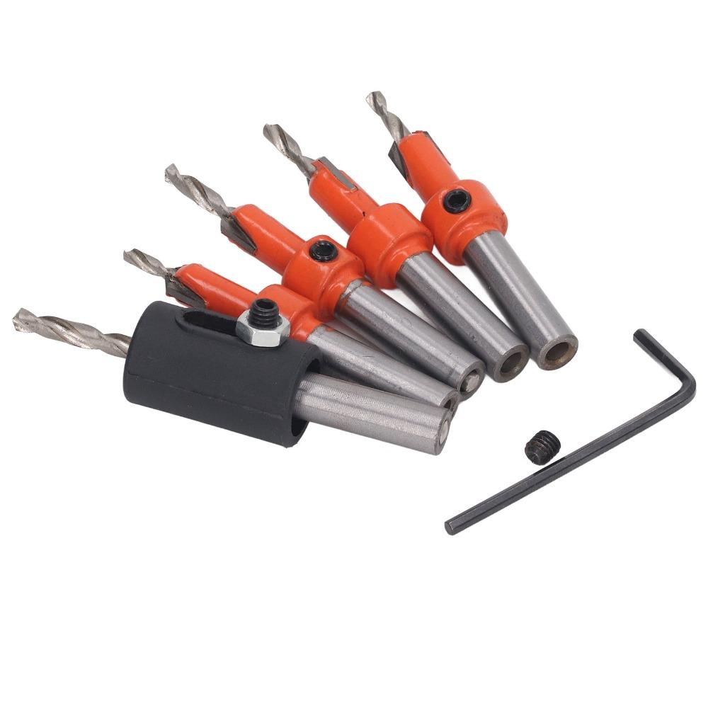 5pcs 8mm Shank Wood Countersink Drill Bit High Carbon Steel Chamfering Drill Bit For Various Woods