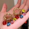 Colorful Enamel Beetle Ladybug Insect Pendant Tassel Earrings For Women Girl Exquisite Elegant Party Jewelry Fashion Accessories