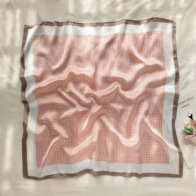 

Женский весенне-летний маленький квадратный шарф | Универсальный декоративный шарф в литературном стиле в корейском стиле с лоскутным дизайном «гусиная лапка»