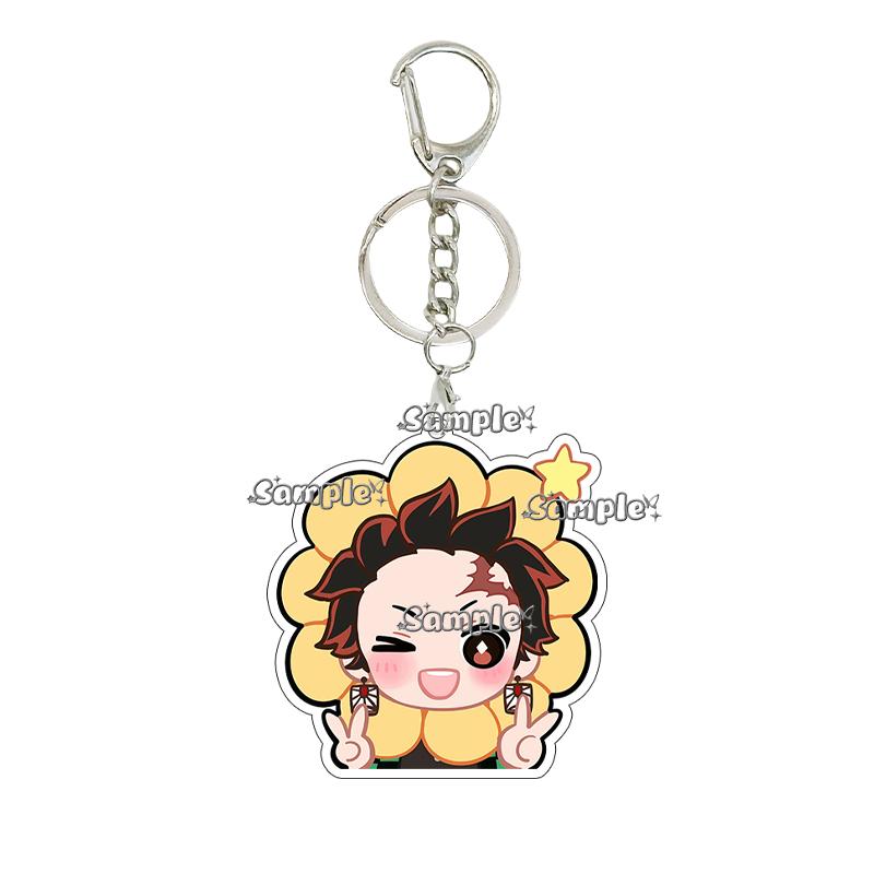Q Version Anime Acrylic Agatsuma Zenitsu Tsuyuri Kanawo Kochou Tanjiro Nezuko Cartoon Kawaii Keychain Pendant Decor Fans Gifts
