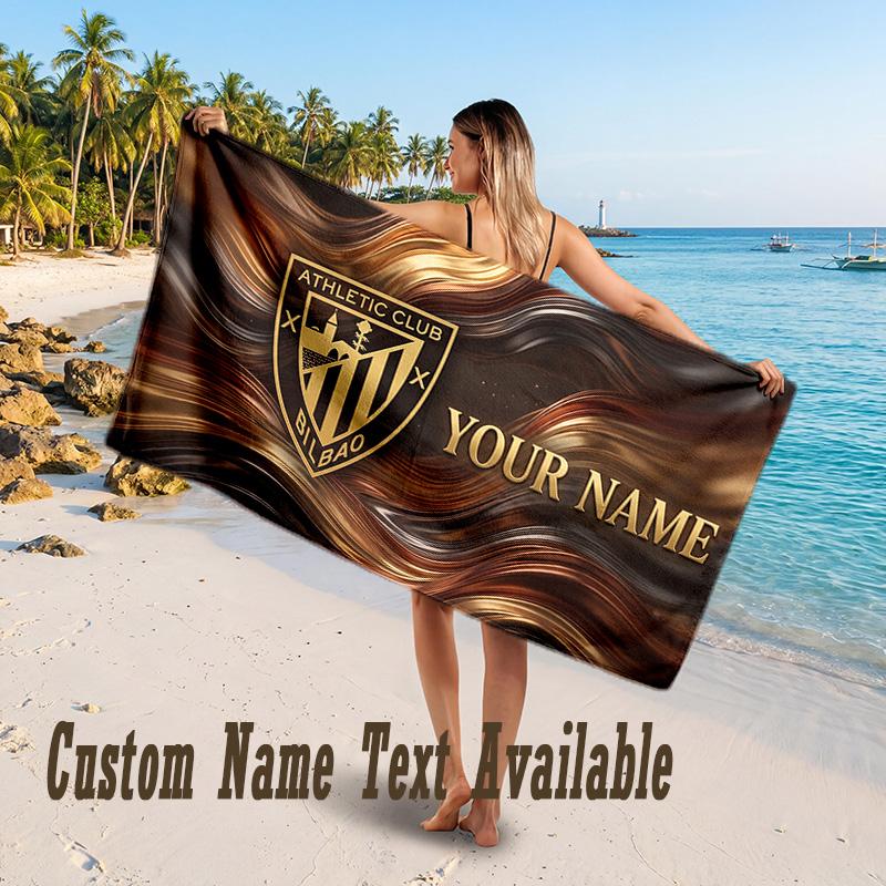 Athletic Bilbao FC Design Beach Towel Custom Text Large Towel for Beach Vacation