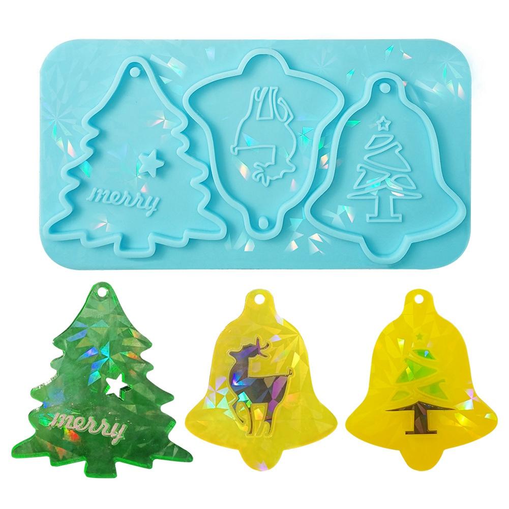 Holographic Christmas Silicone Mold Christmas Silicone Mold DIY Pendant For Christmas Decoration , A
