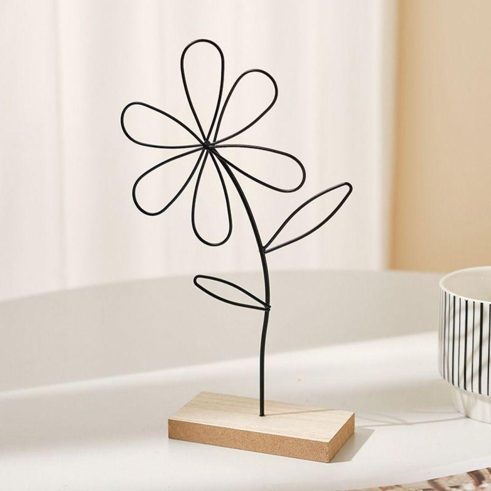 

With Base Iron Floral Sculpture Metal Crafts Nordic Flower Ornaments Flower Desktop Ornaments Home style 2