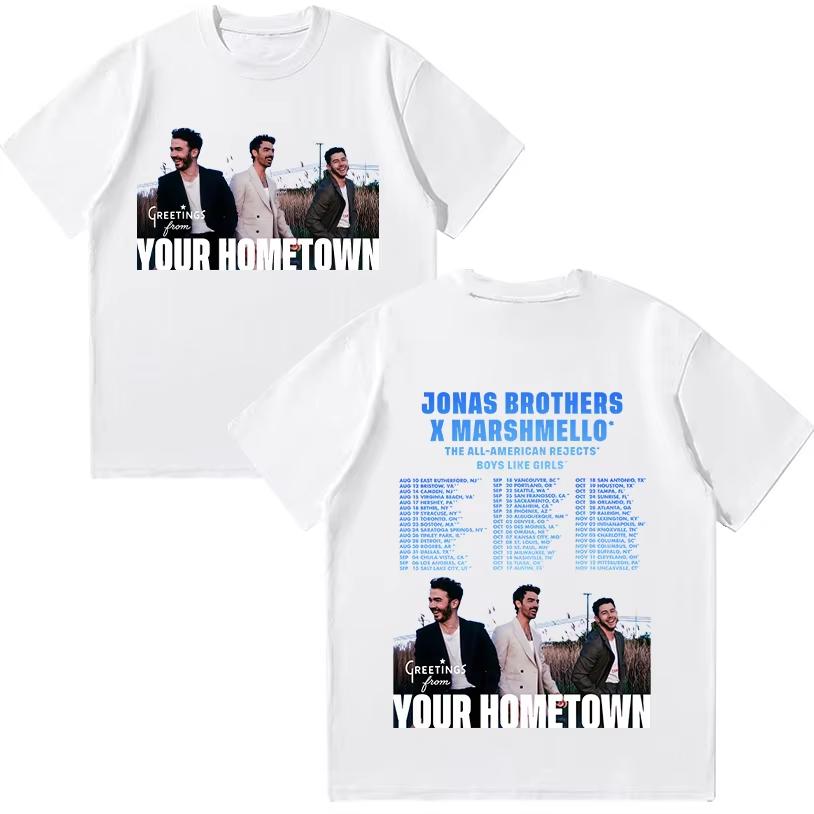 2026 Jonas 20 Greetings From Your Hometown Tour Tee Jonas Brothers Vintage Band Merch Novelty TShirts Cotton Summer T Shirt XL