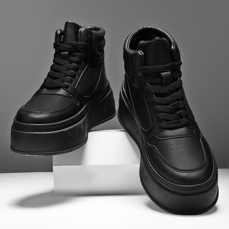 Autumn Men Casual Sneakers Platform Ankle Boots High-top Thick Bottom Sneakers Male Outdoor Basketball Shoes Sport Trainers for Daily Use