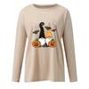 Lustige Halloween-Druck-Langarmbluse für Damen, lockere Pullover-T-Shirt-Oberteile