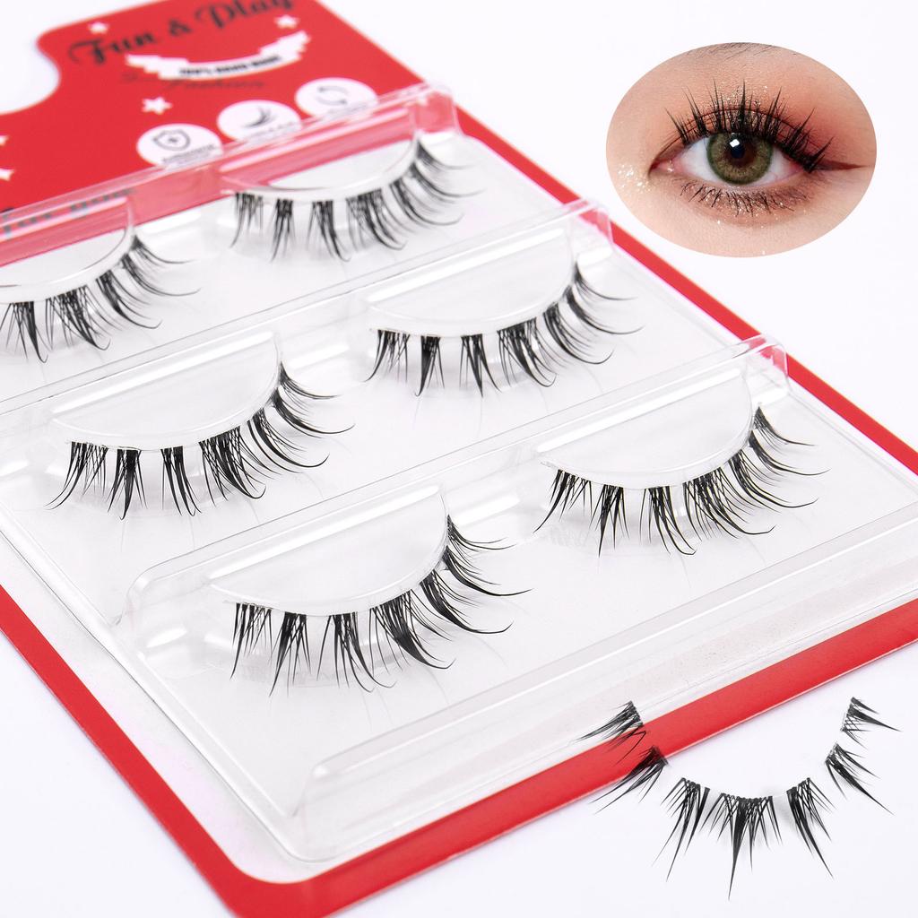 3 Pairs Of Transparent Stem Barbie Comic Eye False Eyelashes Simulation Curled Natural Fairy Lower Eyelashes Eyelashes