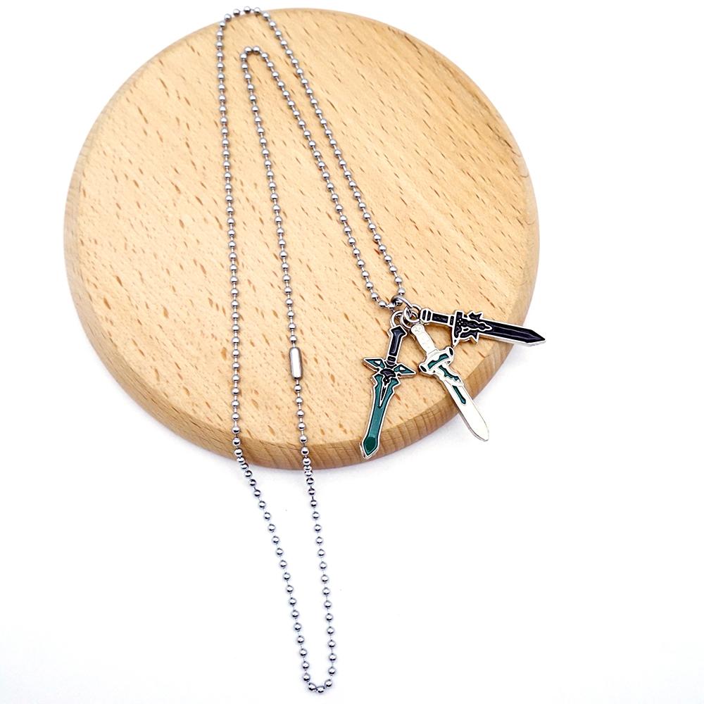 Anime Sword Art Online Necklace for Men Elucidator DARK REPULSER Sword Set Necklace Jewelry Pendant Chains Choker Collares Gift