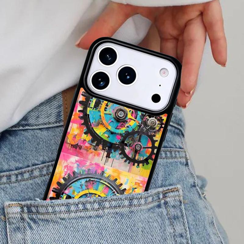 Colorful Rainbow Gears Phone Case for iPhone 16e 15 14 13 12 17 Pro Max Plus Air 17pro Cover Coque