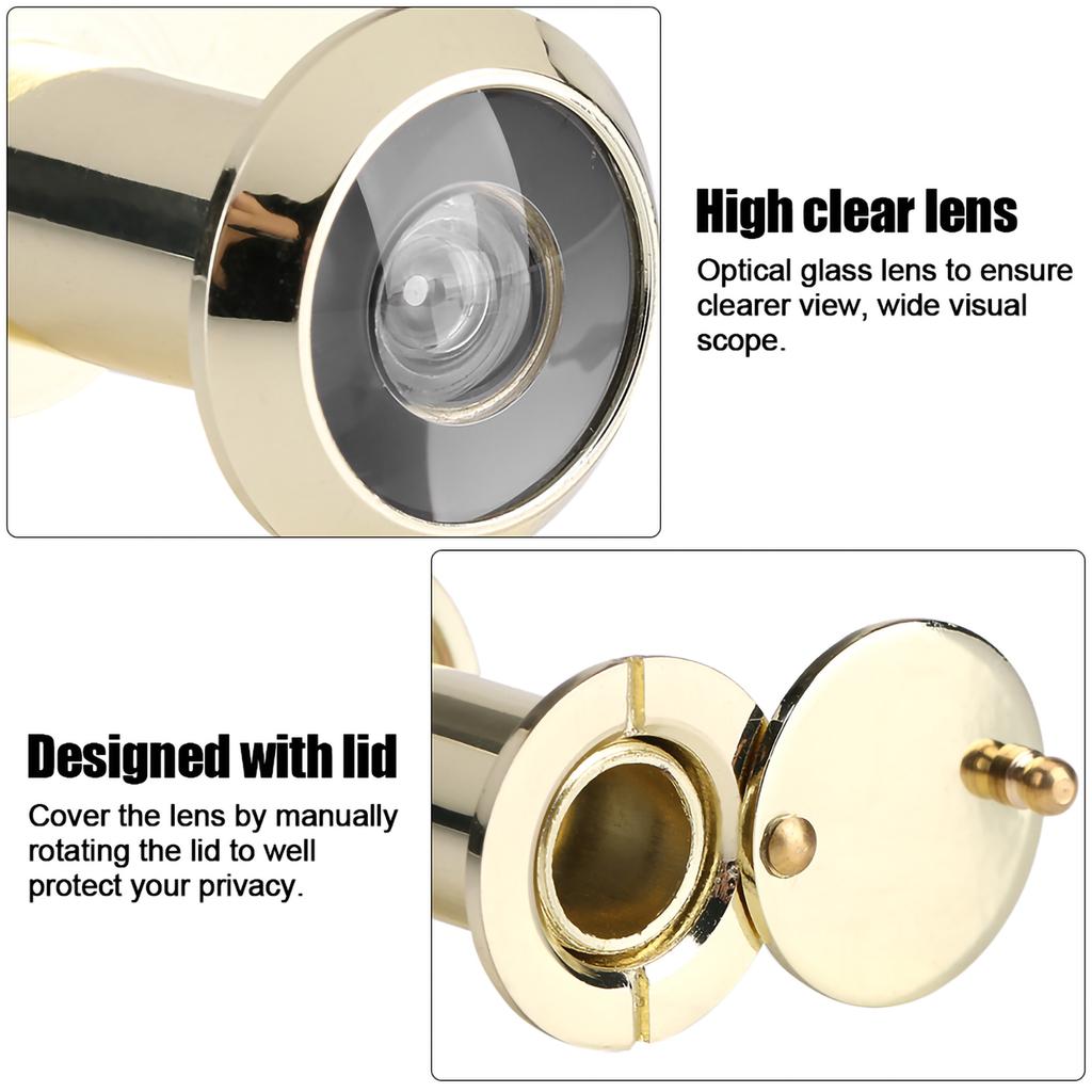 Home Security Optical Glass Wide Angle Door Viewer Door Scope Viewer (Gold)